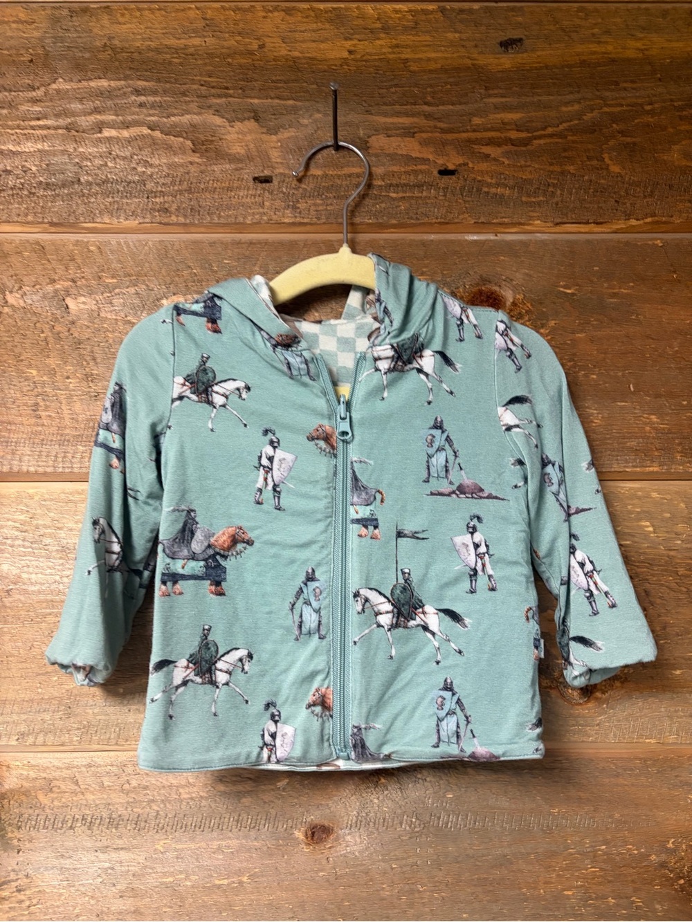Posh Peanut Bamboo Wallace Knight Reversible Zip up Jacket Hoodie Chess 6-12 Mo